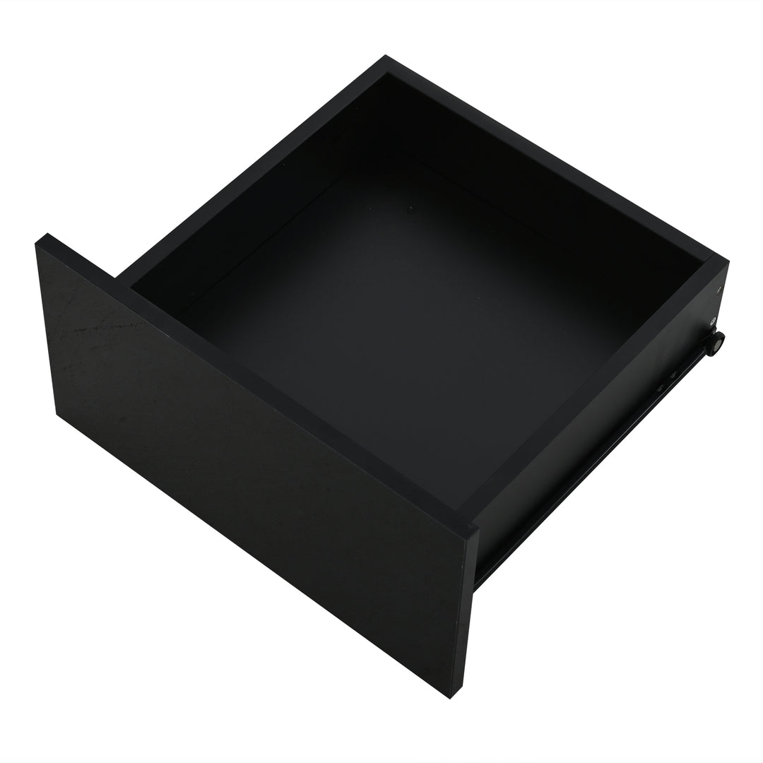 0Lift-top black high gloss coffee table with LED 100x45x43cm IRON CHEST