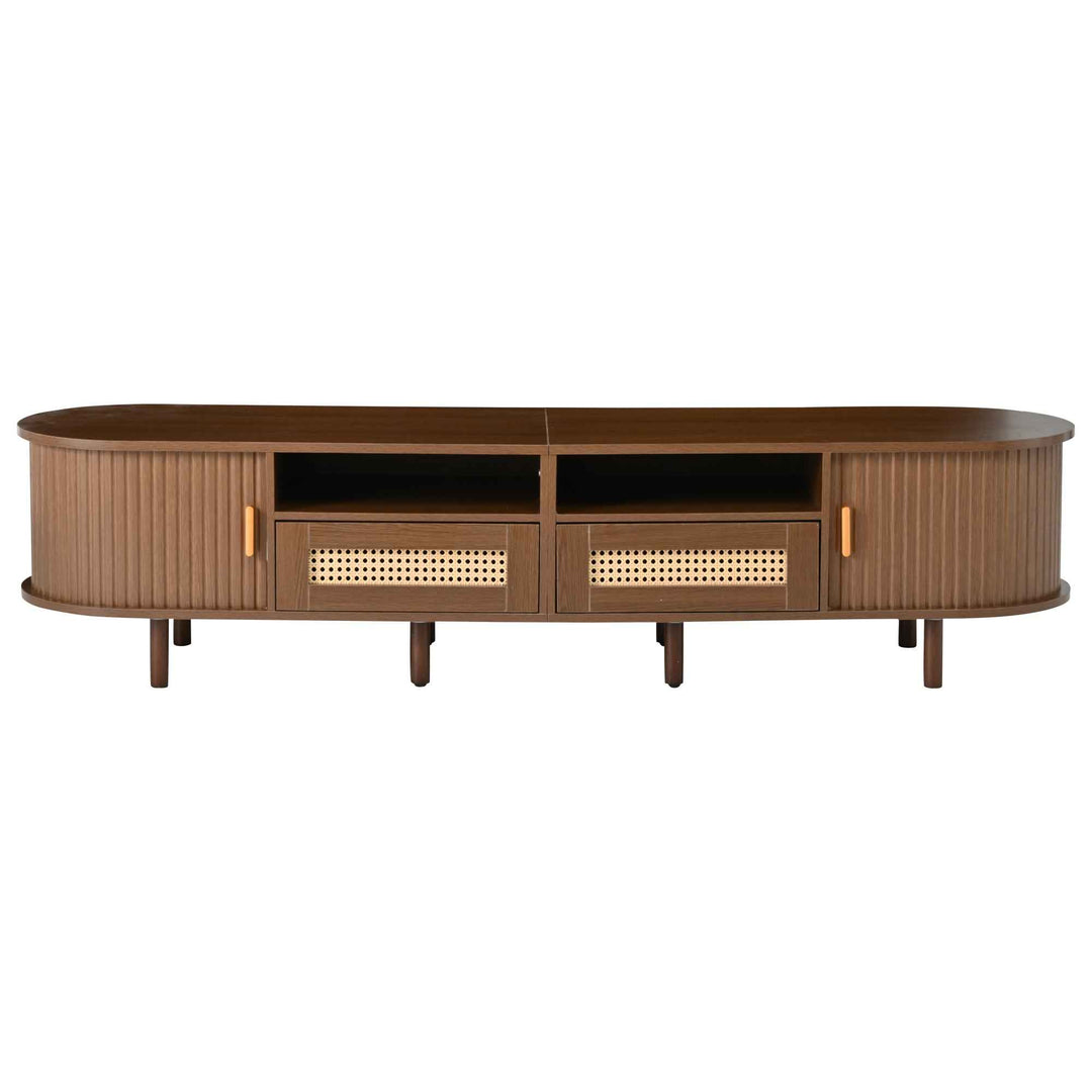 00+TV Stand 170 cmDark Oak with 2 Drawers and Sliding Doors for Living Room VASEGLASS