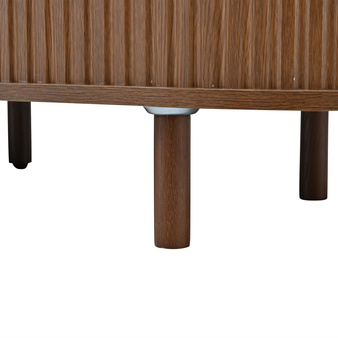 Retro Oval Dark Oak TV Stand with 2 Drawers and Sliding Doors 170 cm VASEGLASS