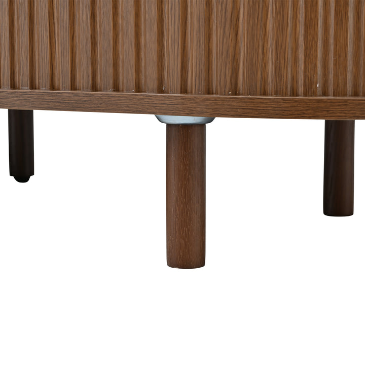Retro Oval Dark Oak TV Stand with 2 Drawers and Sliding Doors 170 cm VASEGLASS