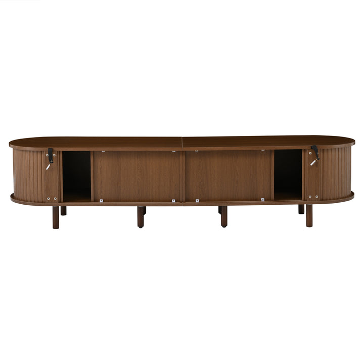 Retro Oval Dark Oak TV Stand with 2 Drawers and Sliding Doors 170 cm VASEGLASS