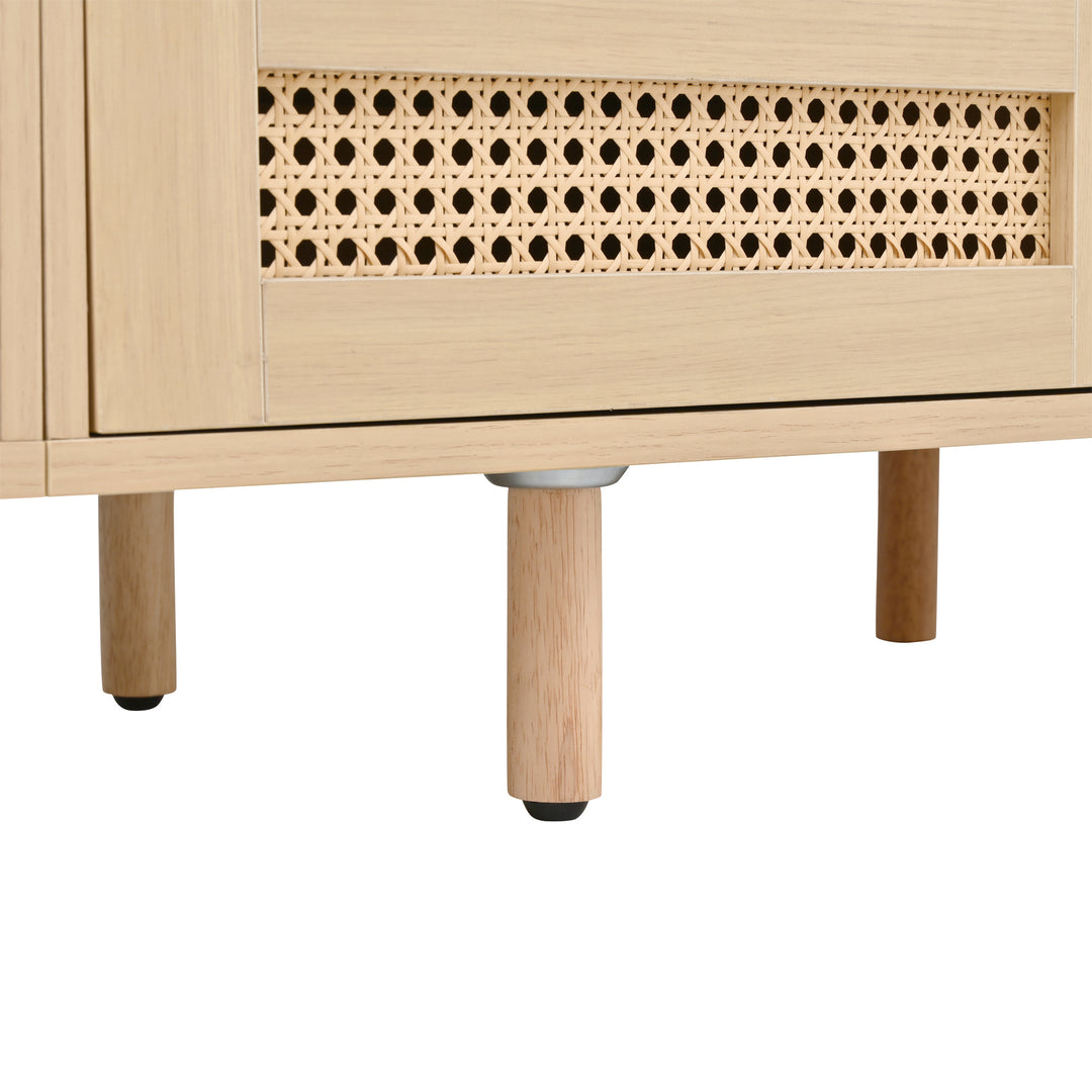 Oak Oval TV Stand with 2 Drawers with Rattan and 2 Sliding Doors 170cm VASEELITE