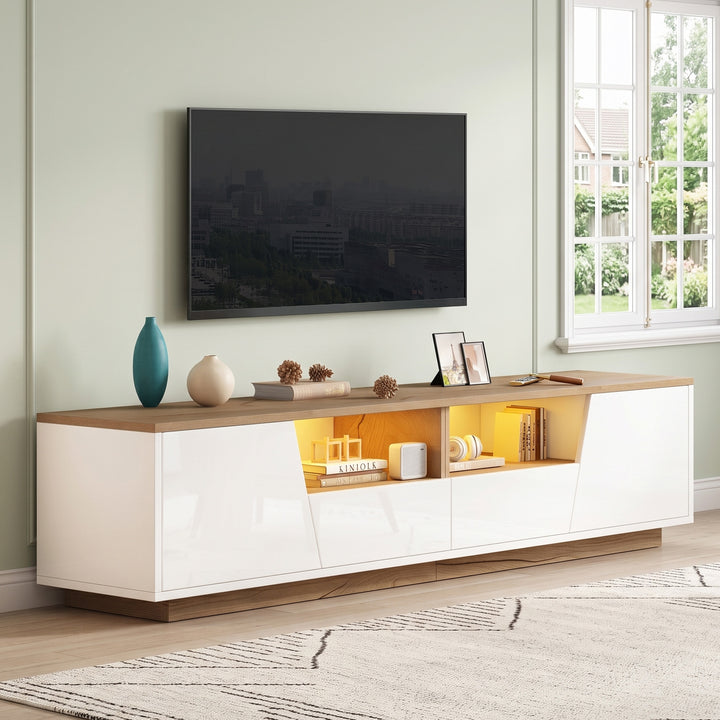 White oak wooden TV Stand with storage drawers 180x40x43cm MAPLE LINE