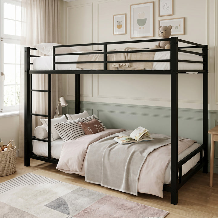 Black metal bunk bed single bed with ladder 90x190cm MAPLE PRO