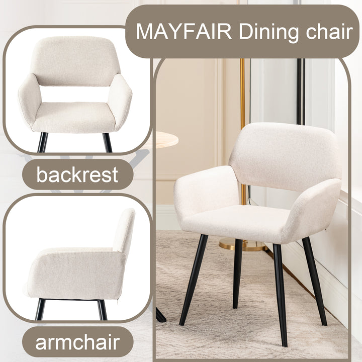 Set of 2 scandinavian dining room chairs in beige fabric with black legs MAYFAIR BEIGE