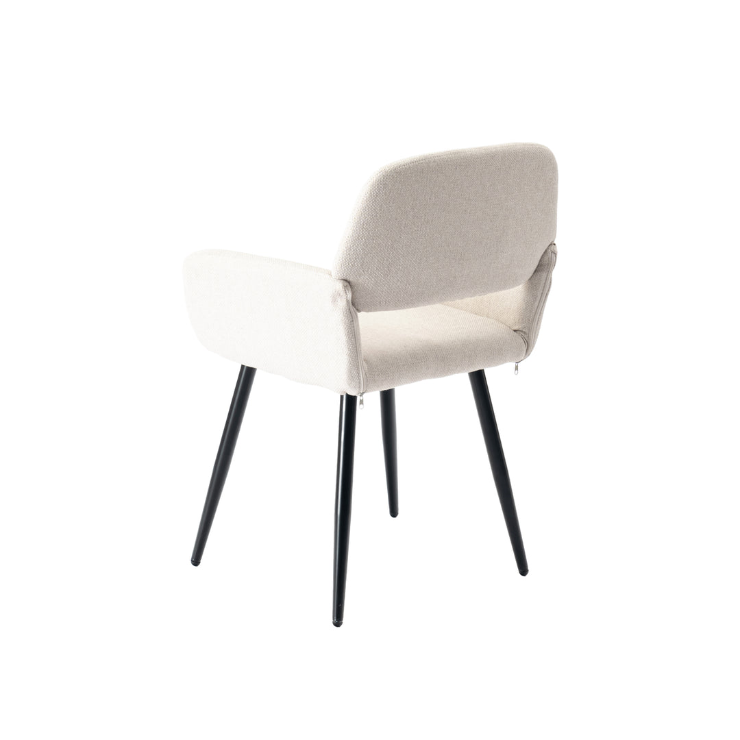 Set of 2 scandinavian dining room chairs in beige fabric with black legs MAYFAIR BEIGE