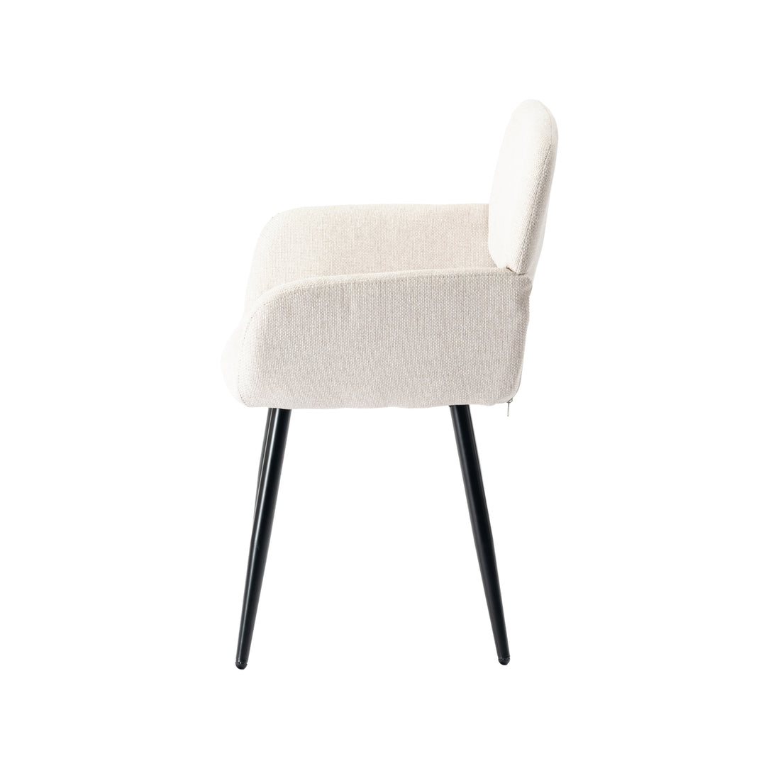 Set of 2 scandinavian dining room chairs in beige fabric with black legs MAYFAIR BEIGE