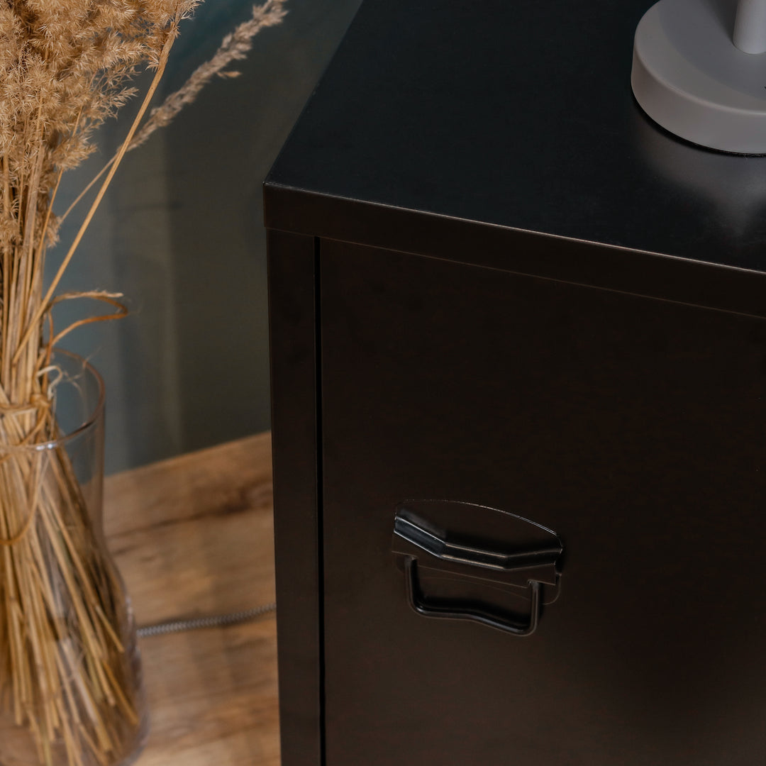 Black spray-coated metal cabinet GRAVES SOLO BLACK A