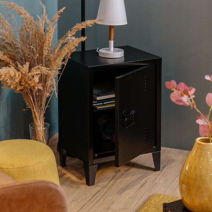 Black spray-coated metal cabinet GRAVES SOLO BLACK A