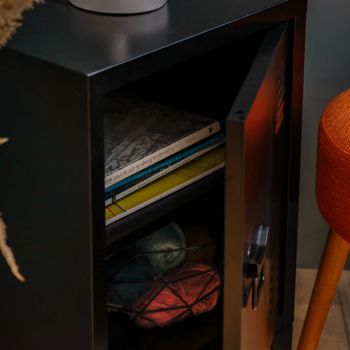 Black spray-coated metal cabinet GRAVES SOLO BLACK A