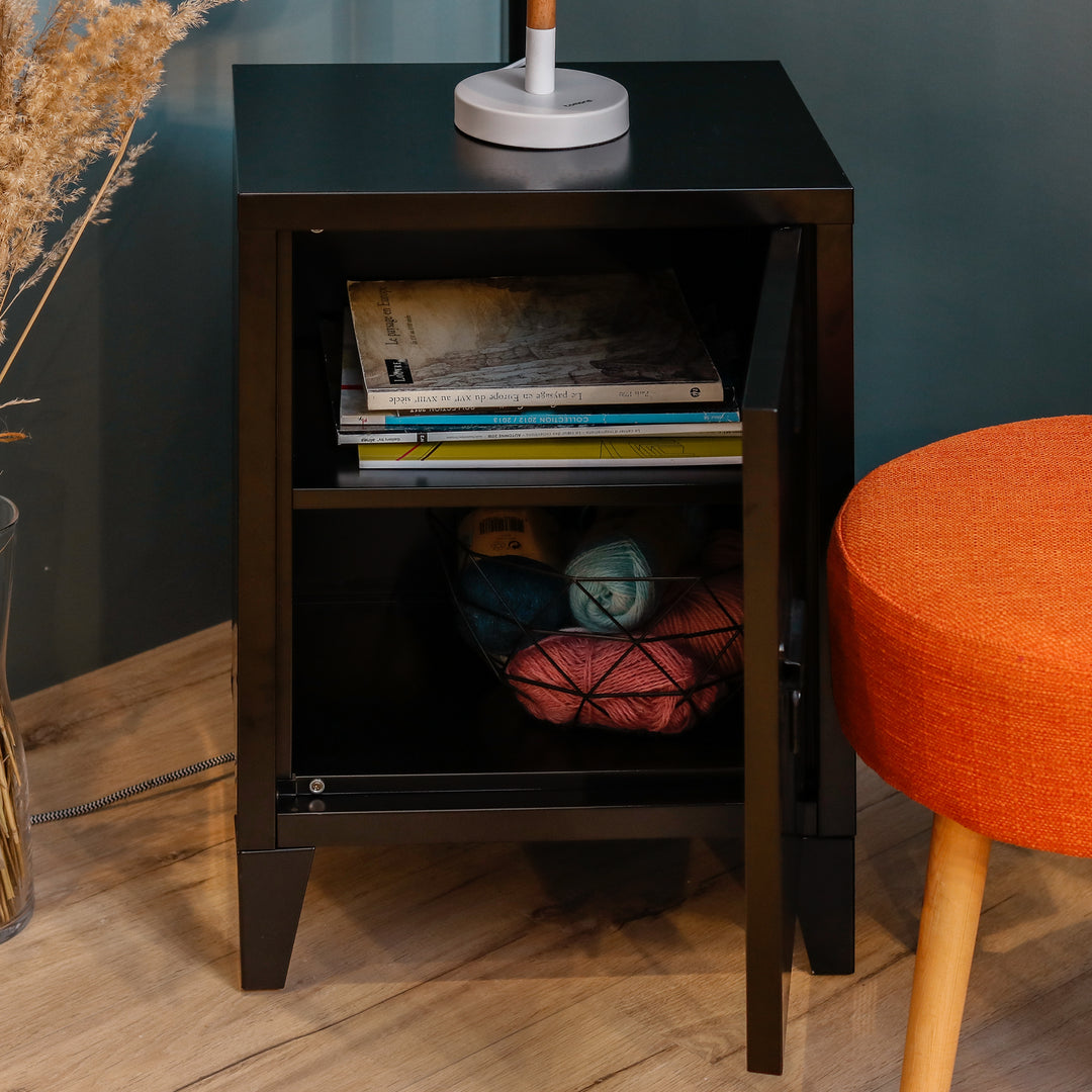 Black spray-coated metal cabinet GRAVES SOLO BLACK A