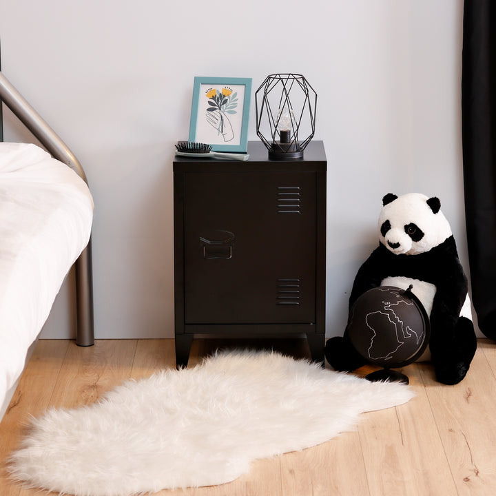 Black spray-coated metal cabinet GRAVES SOLO BLACK A