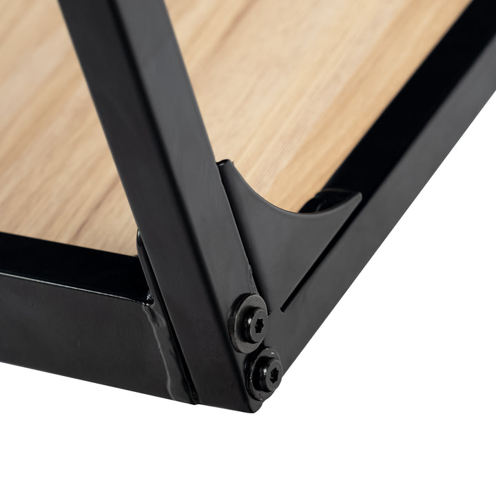 Industrial style rectangular oak effect dining table with black legs 120x75cm MILLIKEN 120 OAK