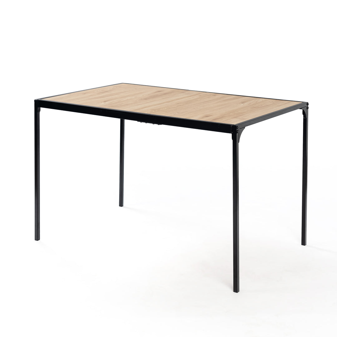 Industrial style rectangular oak effect dining table with black legs 120x75cm MILLIKEN 120 OAK