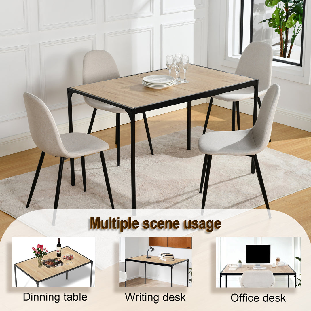 Industrial style rectangular oak effect dining table with black legs 120x80cm MILLIKEN 120 OAK