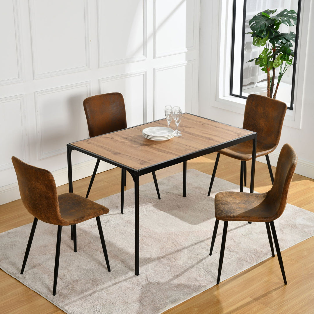 Modern minimalist suede dining table set with 4 chairs SCARGILL SUEDE BLACK LEG 4PCS QY + MILLIKEN 120 DARK