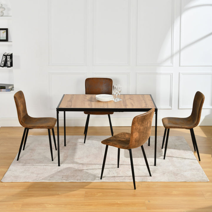 Modern minimalist suede dining table set with 4 chairs SCARGILL SUEDE BLACK LEG 4PCS QY + MILLIKEN 120 DARK