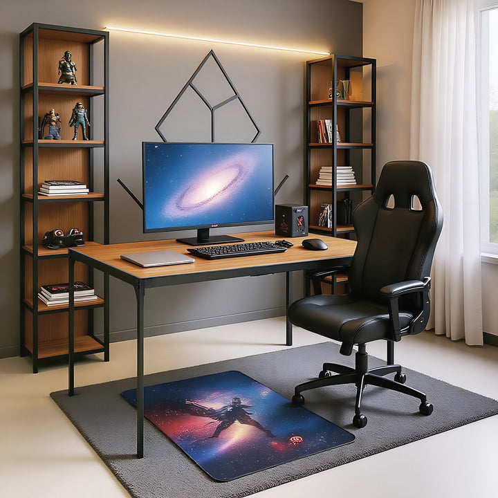 Walnut oak effect gaming desk black metal legs 120*60cm MILLIKEN 120 DARK