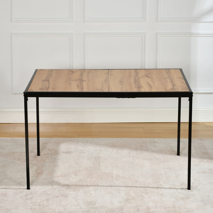 Industrial style rectangular wooden effect dining table with black legs 120x80cm MILLIKEN 120 DARK