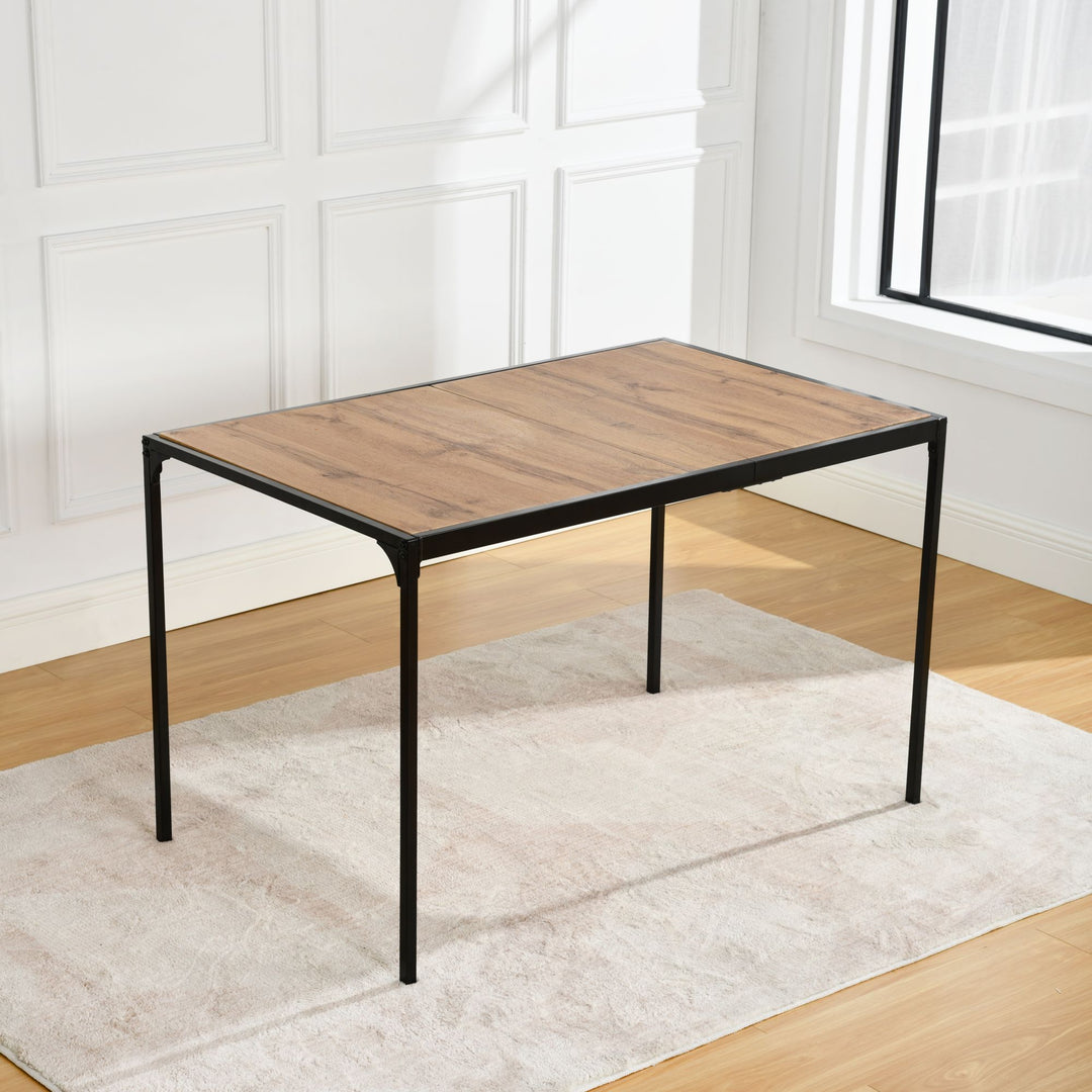 Industrial style rectangular wooden effect dining table with black legs 120x80cm MILLIKEN 120 DARK