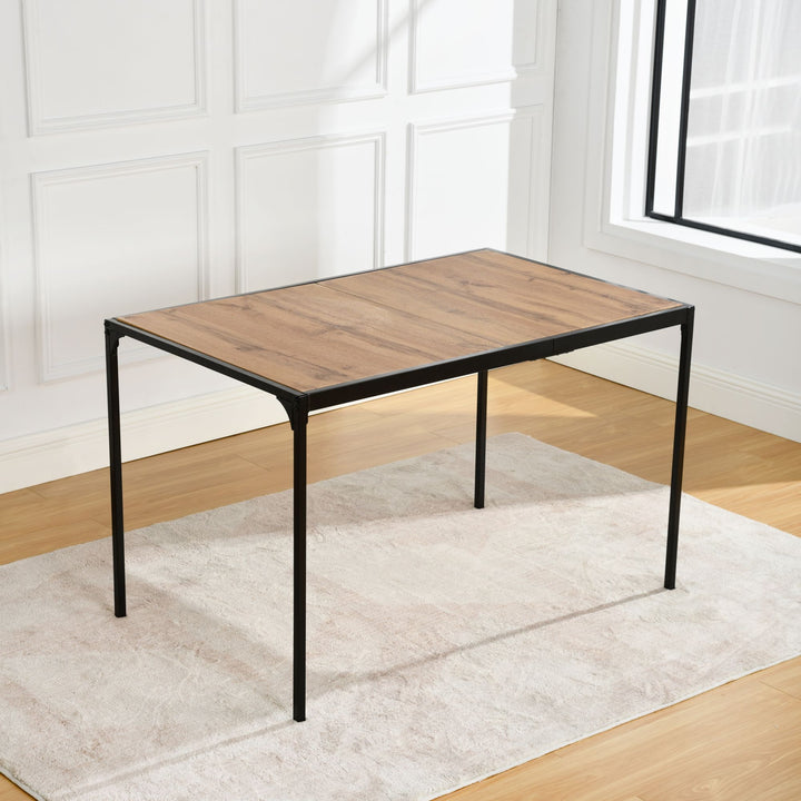 Industrial style rectangular wooden effect dining table with black legs 120x80cm MILLIKEN 120 DARK