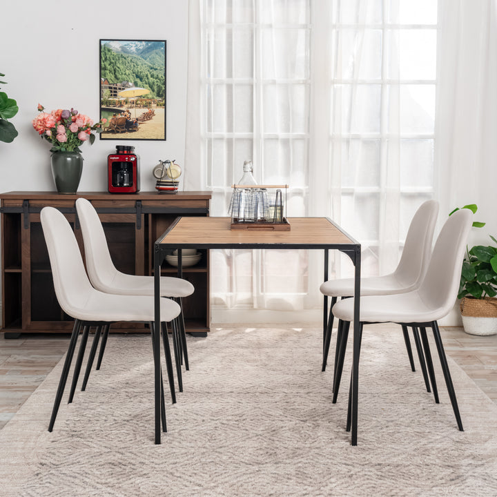 Industrial style rectangular wooden effect dining table with black legs 120x75cm MILLIKEN 120 DARK