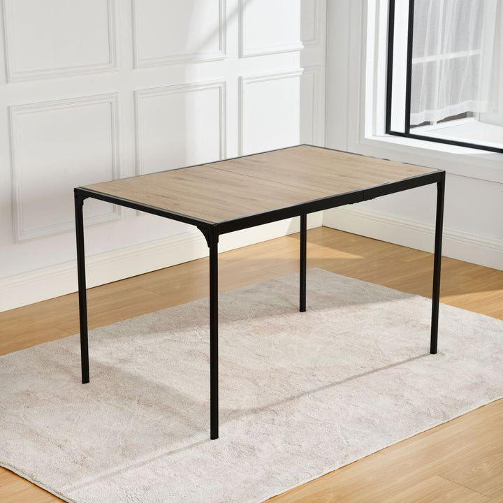 Industrial style rectangular oak effect dining table with black legs 120x80cm MILLIKEN 120 OAK