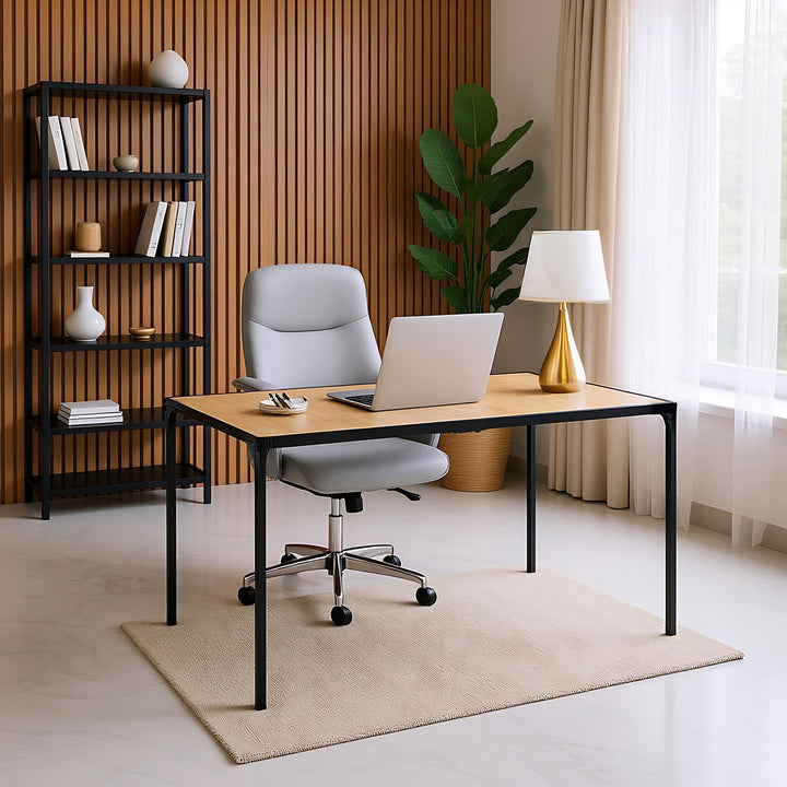 Industrial style rectangular oak effect dining table with black legs 120x75cm MILLIKEN 120 OAK