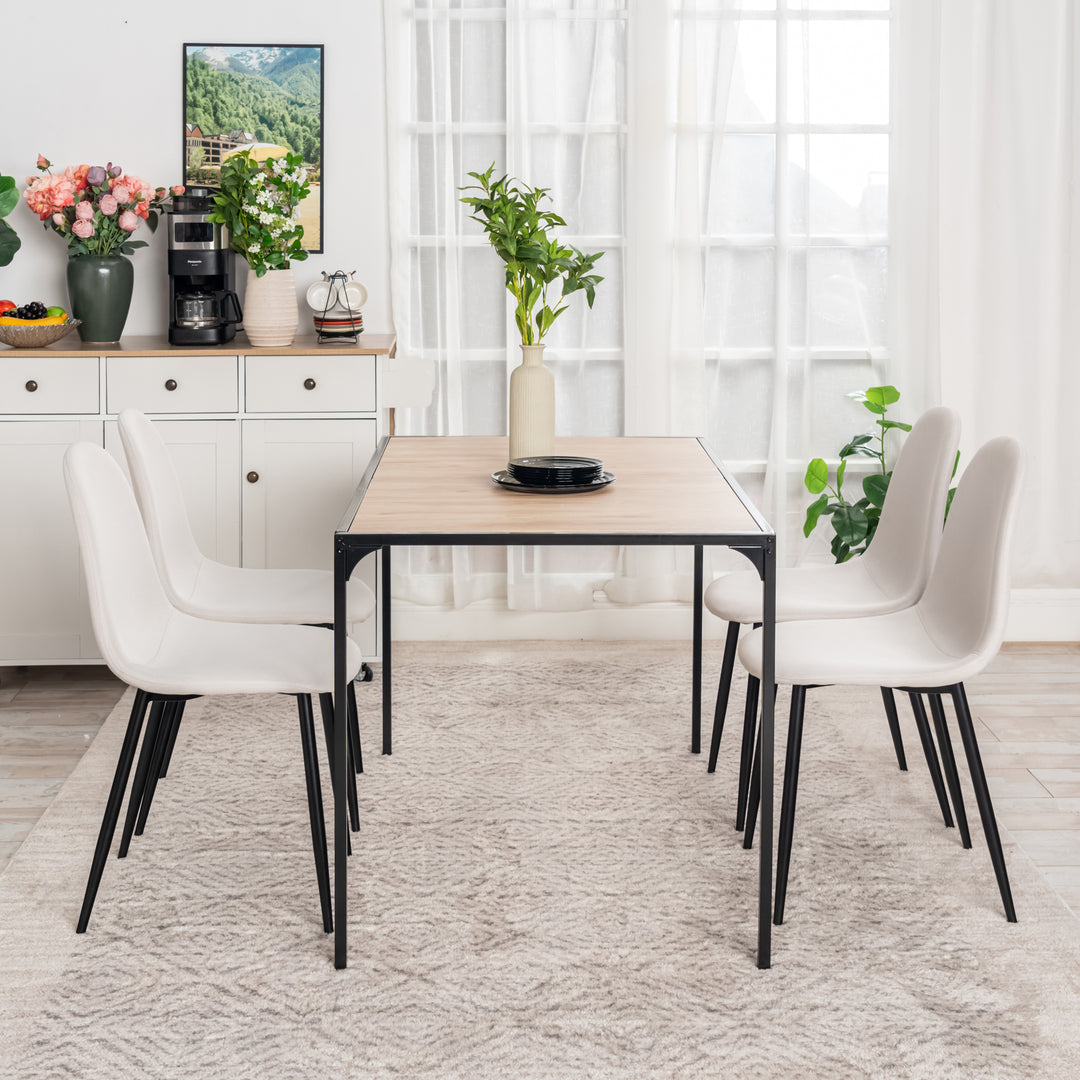 Industrial style rectangular oak effect dining table with black legs 120x75cm MILLIKEN 120 OAK