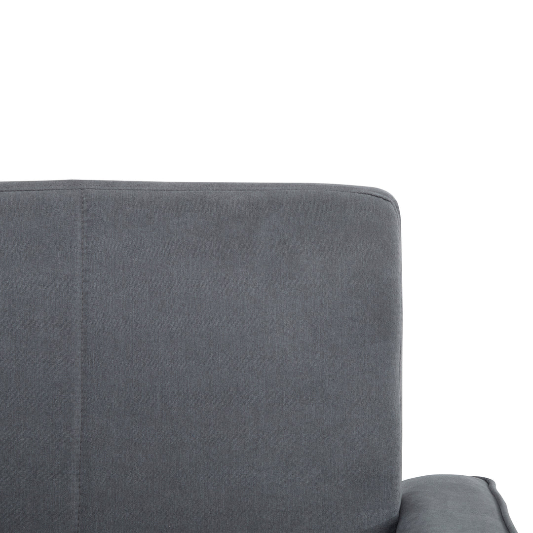 Gray fabric convertible 2-seater pull-out sofa bed, adjustable backrest, storage pockets FROSTPOINT