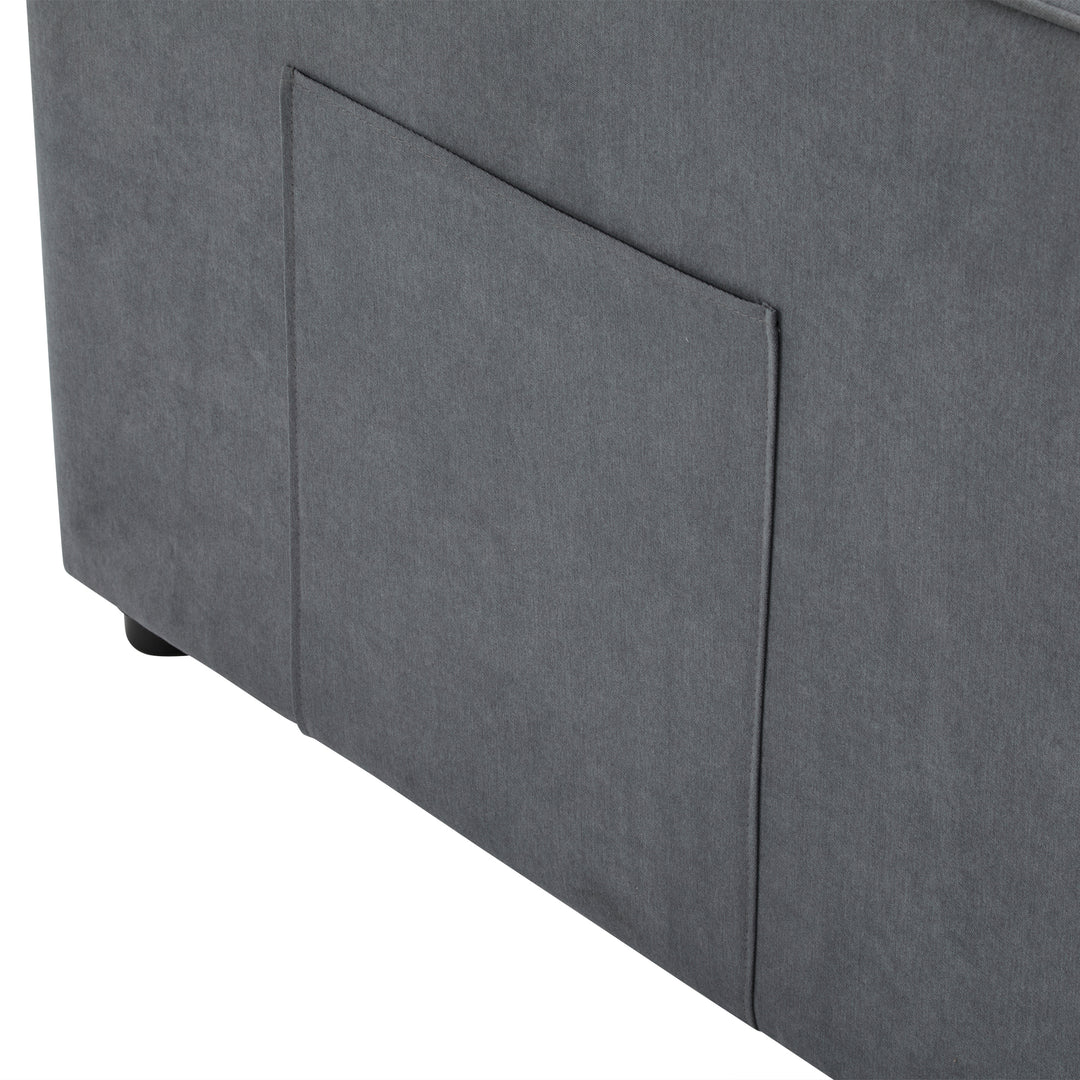 Gray fabric convertible 2-seater pull-out sofa bed, adjustable backrest, storage pockets FROSTPOINT