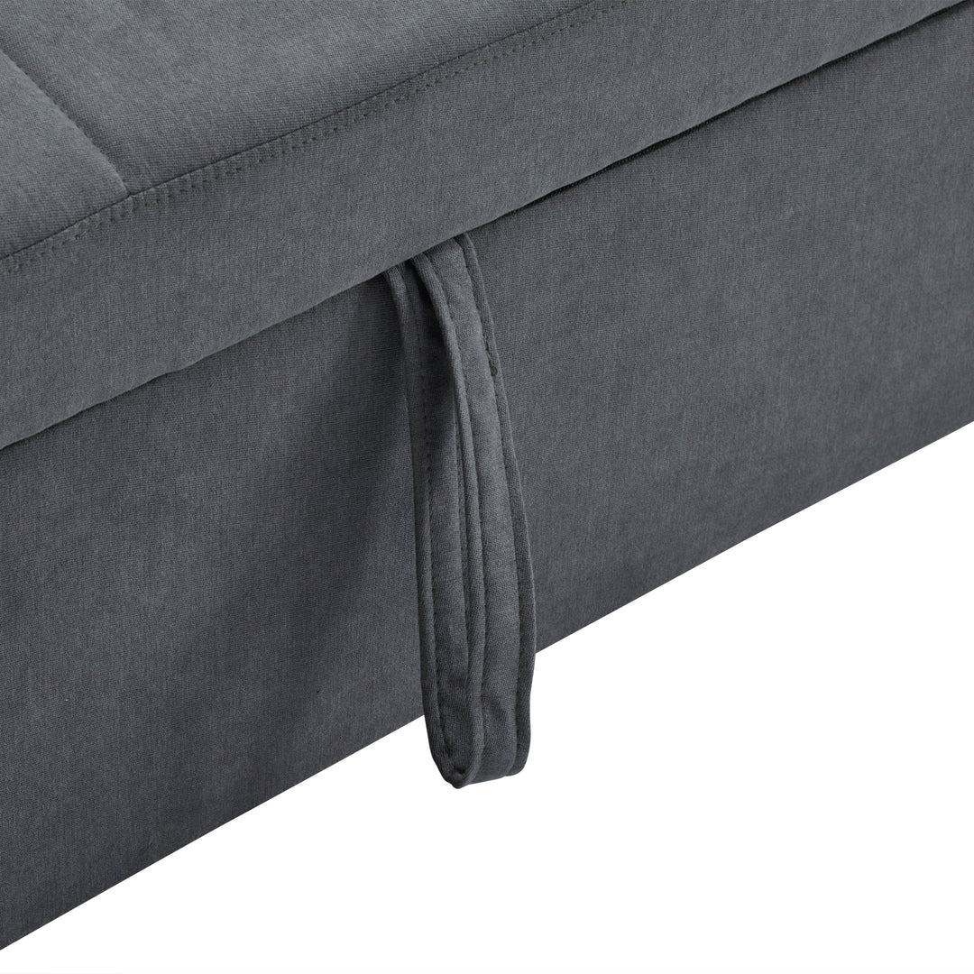 Gray fabric convertible 2-seater pull-out sofa bed, adjustable backrest, storage pockets FROSTPOINT