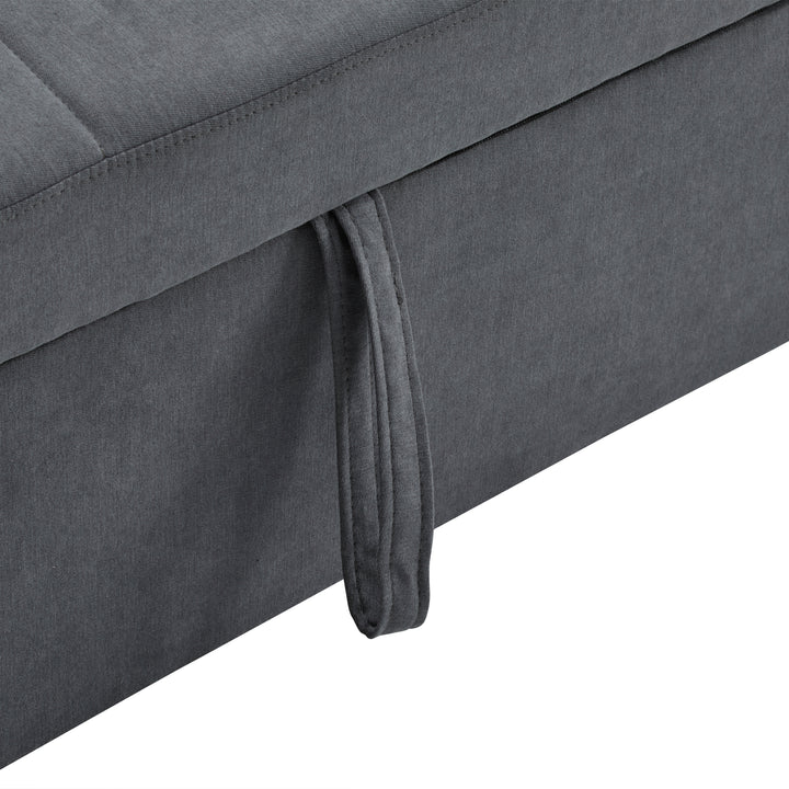 Gray fabric convertible 2-seater pull-out sofa bed, adjustable backrest, storage pockets FROSTPOINT
