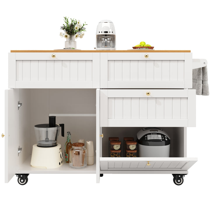 White kitchen trolley foldable top storage FROSTFIELD