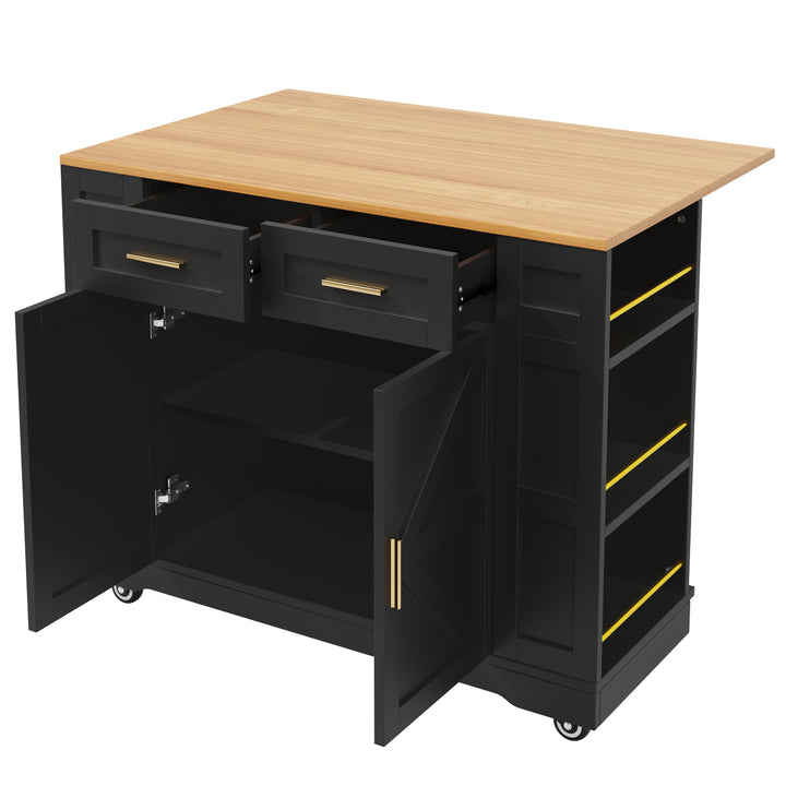 Black farmhouse extendable kitchen trolley with storage CLOUDFIELD