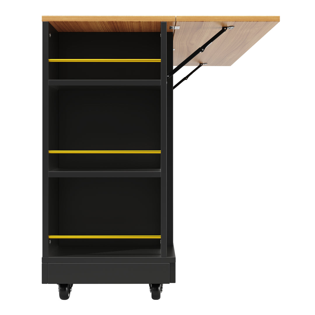 Black farmhouse extendable kitchen trolley with storage CLOUDFIELD