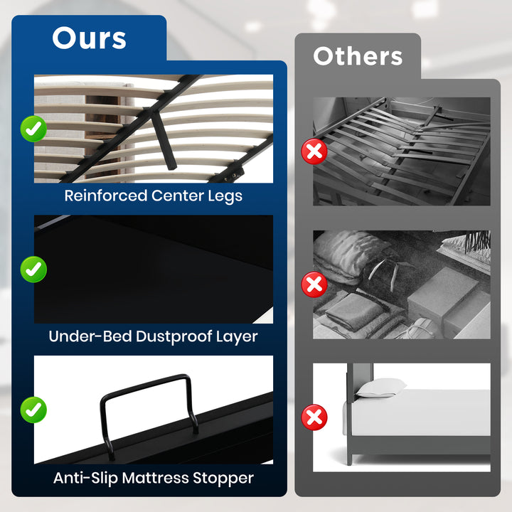 Beige linen upholstered gas lift storage double bed + wireless charging headboard OGAET BEIGE DOUBLE UK