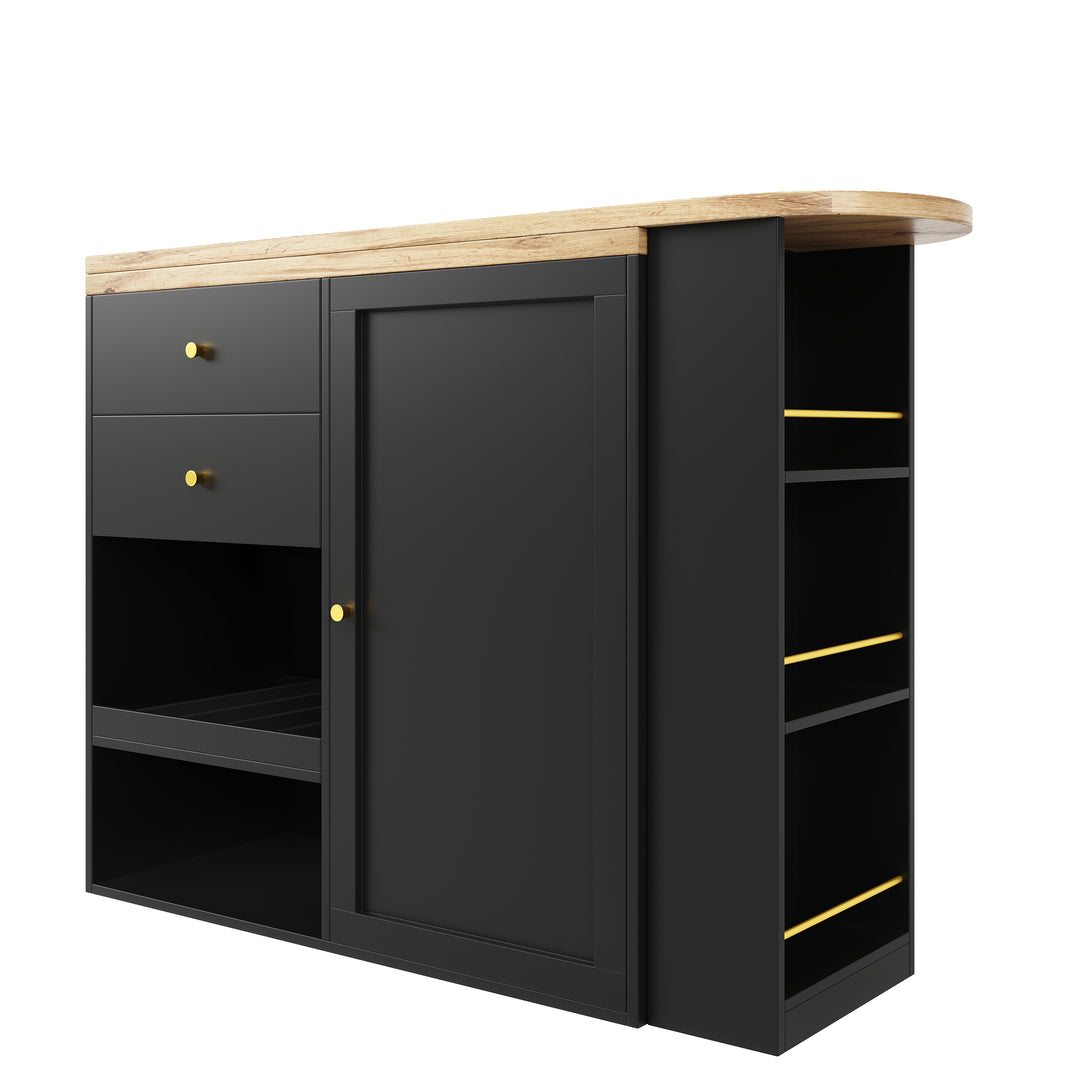 Wooden modern revolving black bar table storage OQUIX UK
