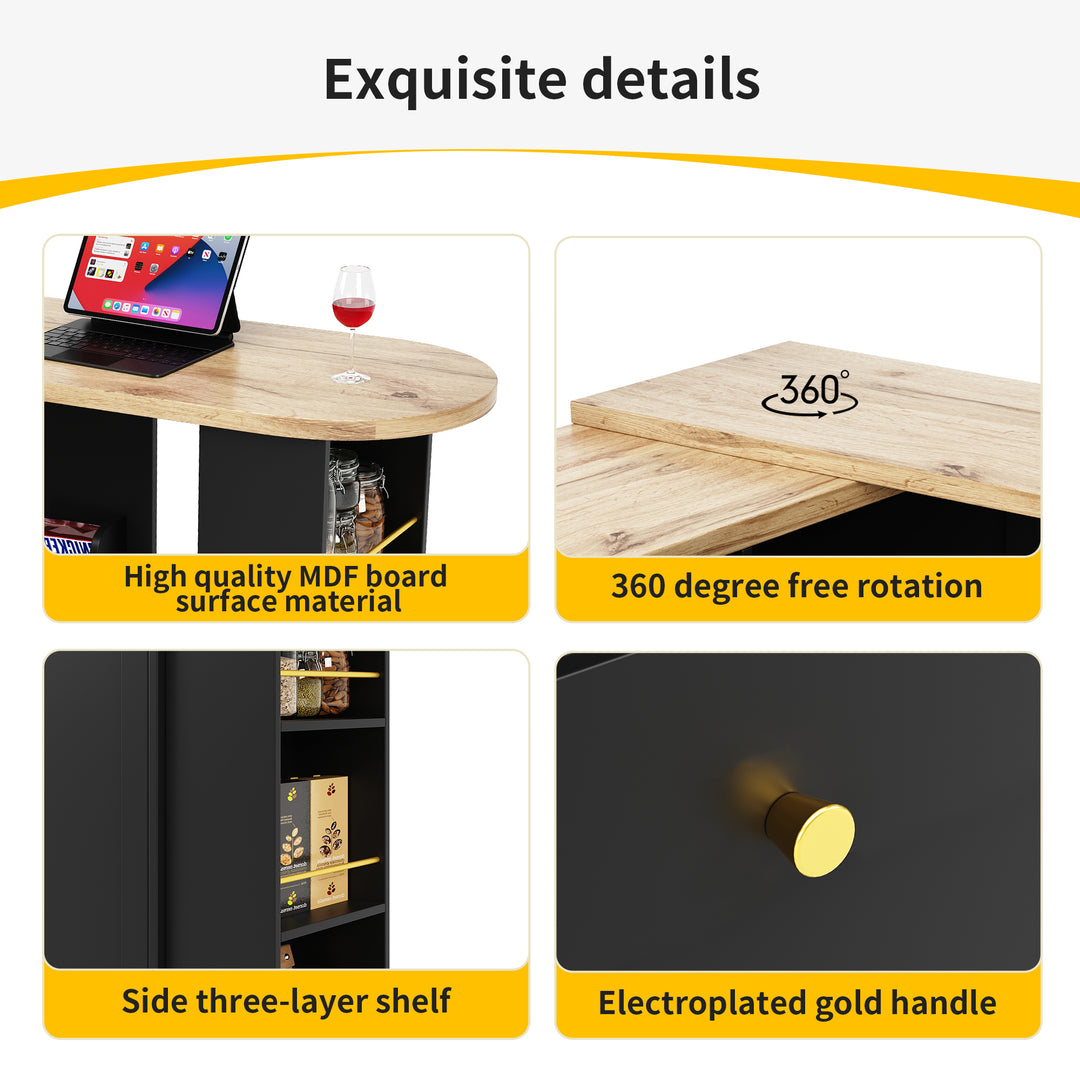 Wooden modern revolving black bar table storage OQUIX UK