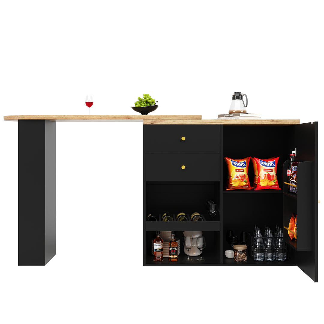 Wooden modern revolving black bar table storage OQUIX UK