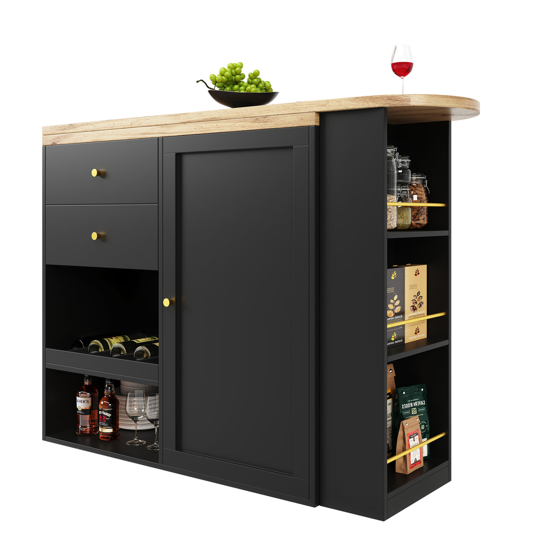 Wooden modern revolving black bar table storage OQUIX UK
