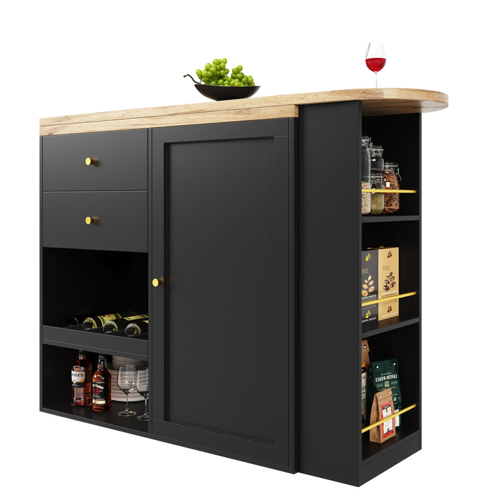 Wooden modern revolving black bar table storage OQUIX UK