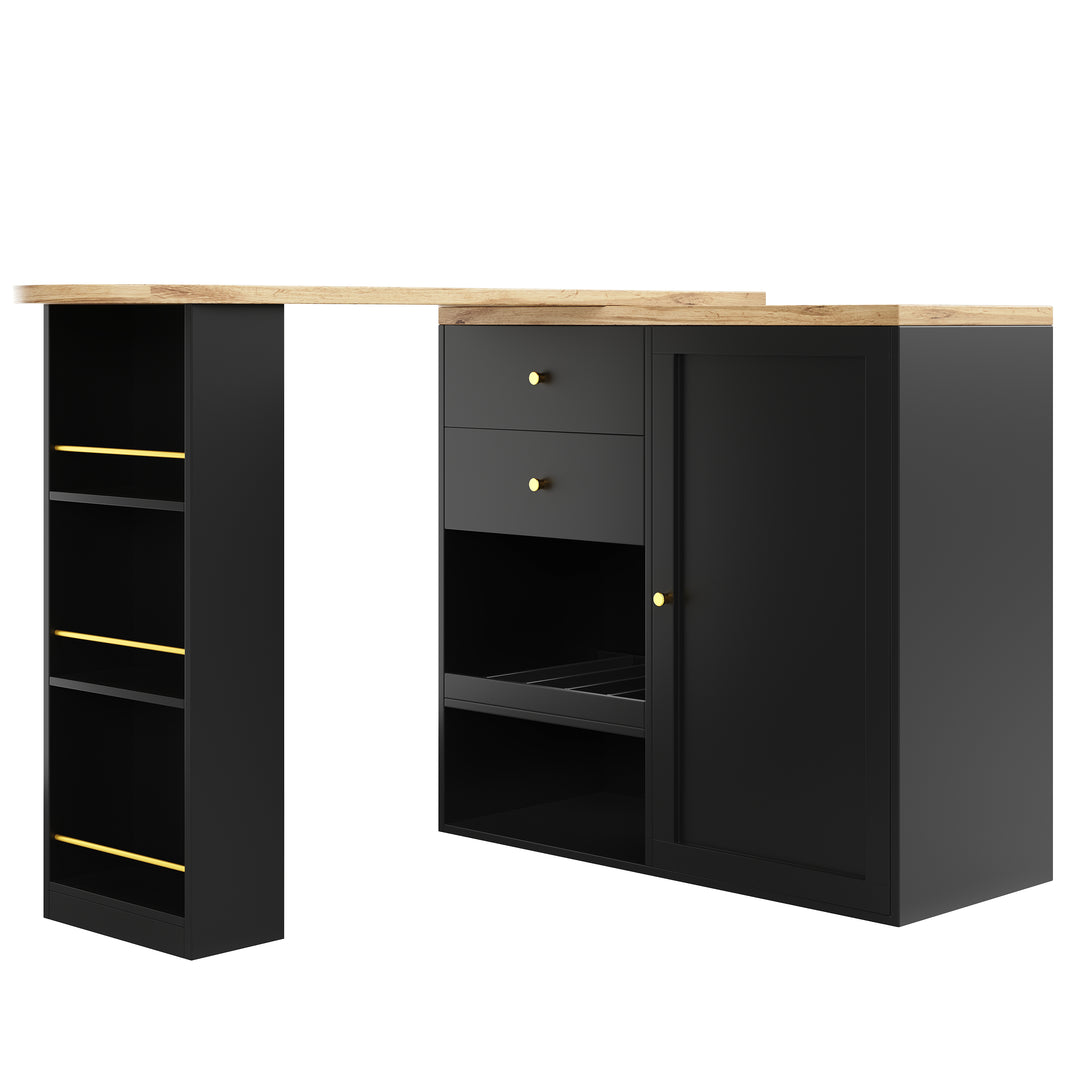 Wooden modern revolving black bar table storage OQUIX UK