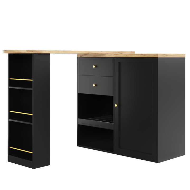 Wooden modern revolving black bar table storage OQUIX UK