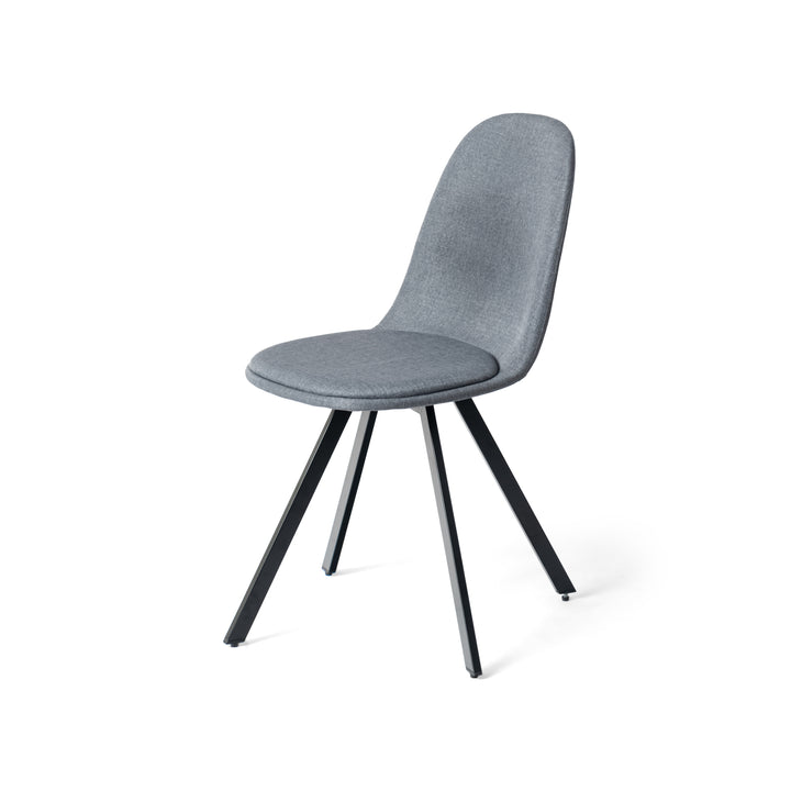 Set of 4 grey swivel black painted radial leg dining chair SUNFLOWER SLUBBED GREY 4PCS