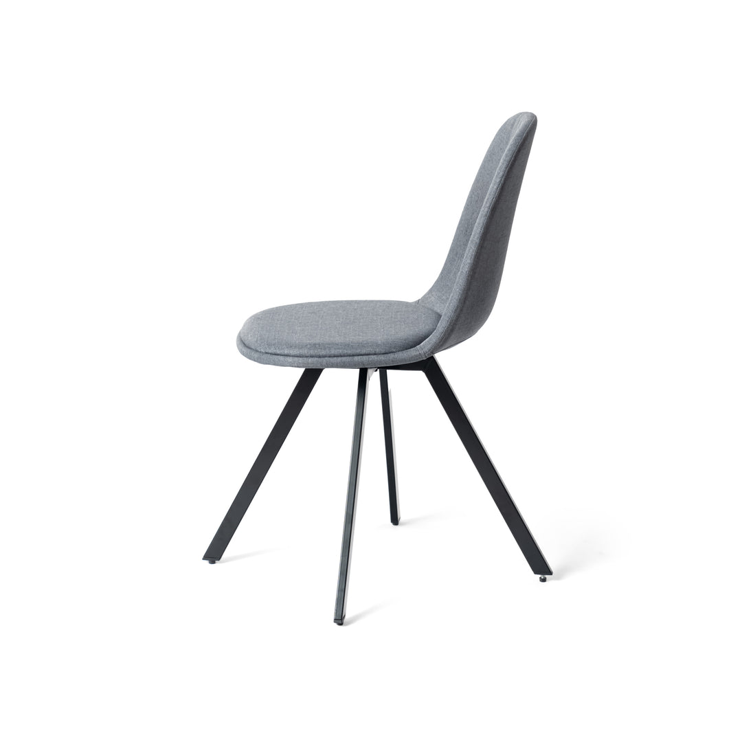 Set of 4 grey swivel black painted radial leg dining chair SUNFLOWER SLUBBED GREY 4PCS