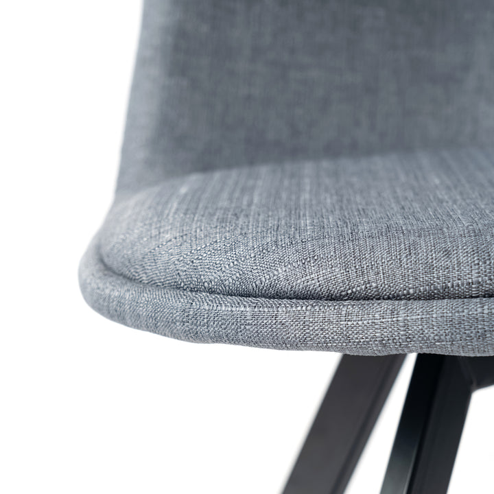 Set of 4 grey swivel black painted radial leg dining chair SUNFLOWER SLUBBED GREY 4PCS