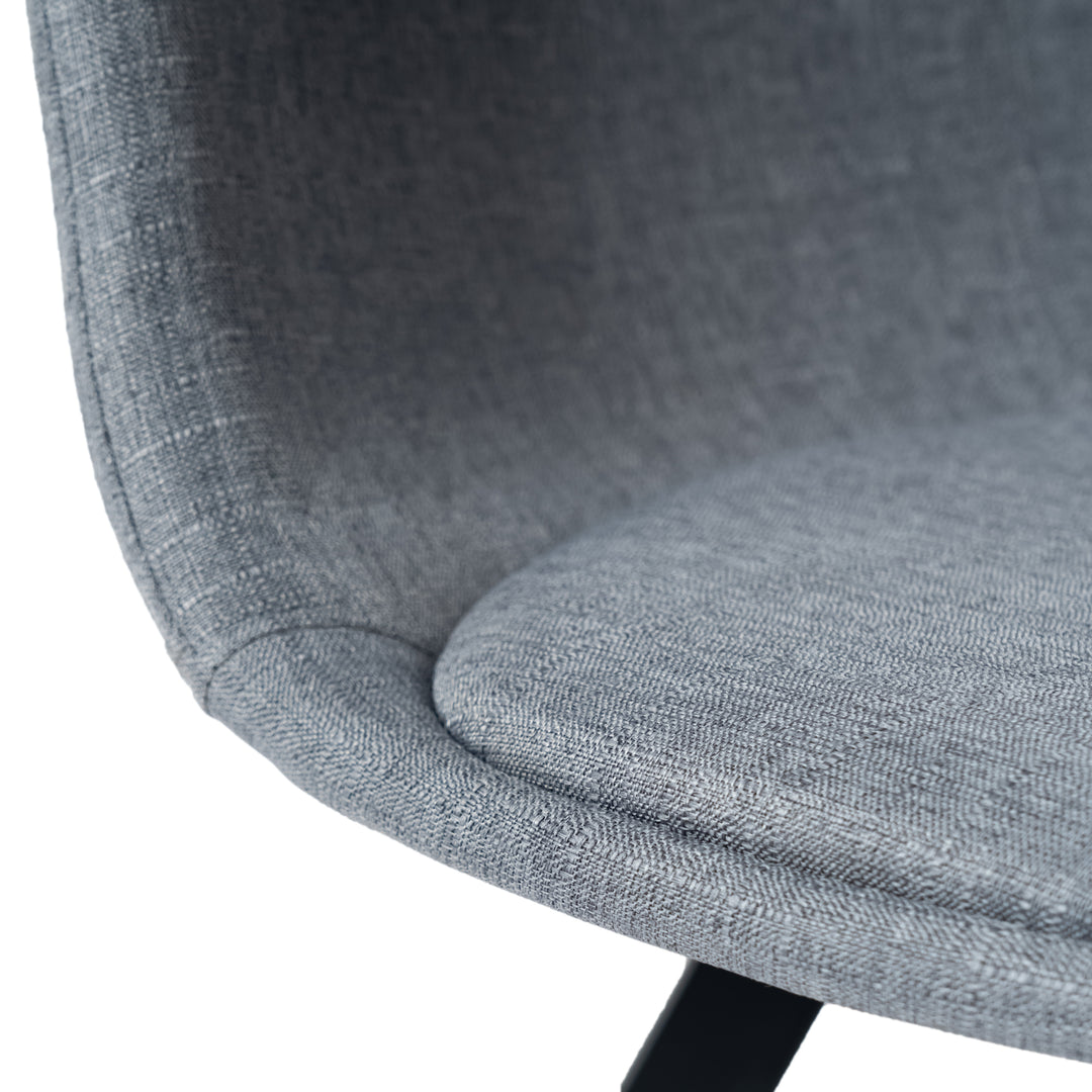 Set of 4 grey swivel black painted radial leg dining chair SUNFLOWER SLUBBED GREY 4PCS