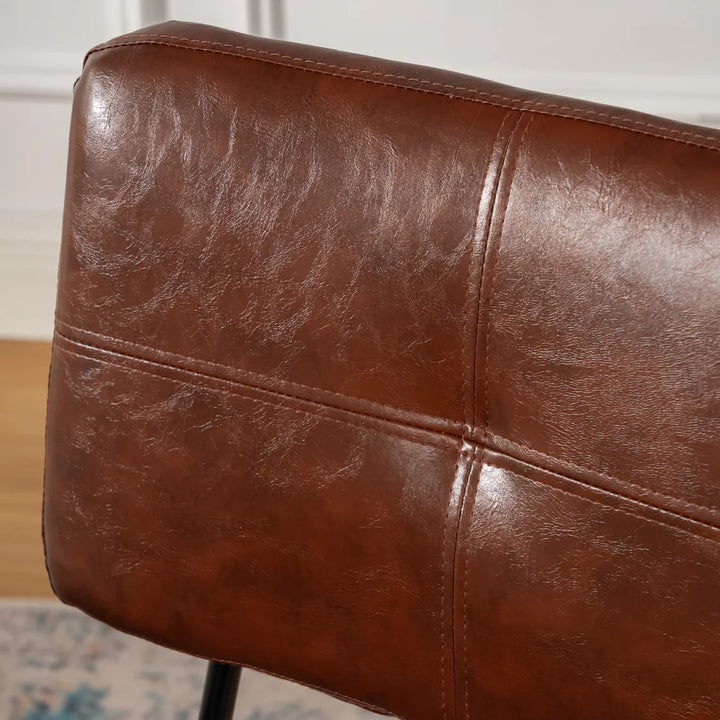 Set of 4 Industrial Brown Oiled Leather Dining Chairs POMONA KD BROWN 4PK