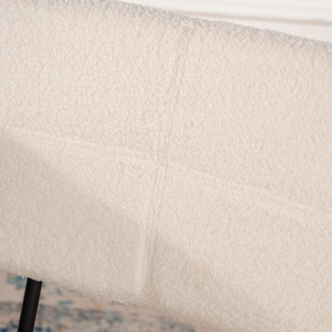 Set of 4 Scandinavian Beige Sheepskin Fabric Dining Chairs  POMONA KD BOUCLE BEIGE 4PK